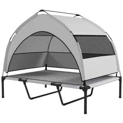 IFMALL Elevated Cooling Pet Cot Bed with Sun Canopy Portable Outdoor Design
