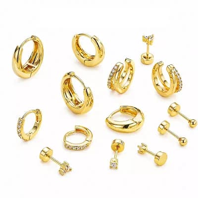7 Pair Gold Earrings Set