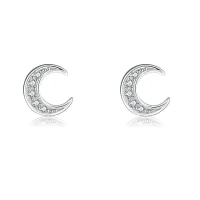 Sterling Silver Moon Studs