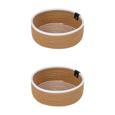 2 Packs Woven Storage Basket Shelf Closet Storage Bin for Key Tray Bowl for Entryway Desk