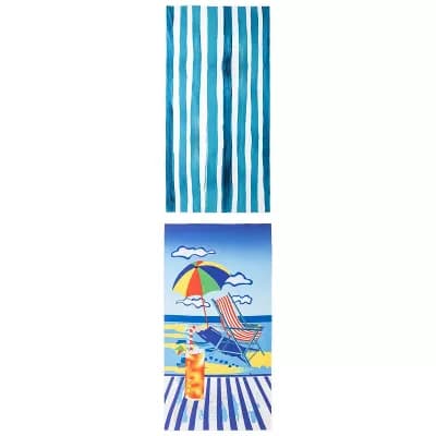 Cartoon Pattern Oversized Beach Towel Sand Free Quick Dry Towel 2 Packs 71" x 35"/63" x 31"