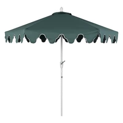Valen 9 ft. Lotus Scallop Market Patio Umbrella with Auto-Tilt Crank, Wind Vent and UV Protection