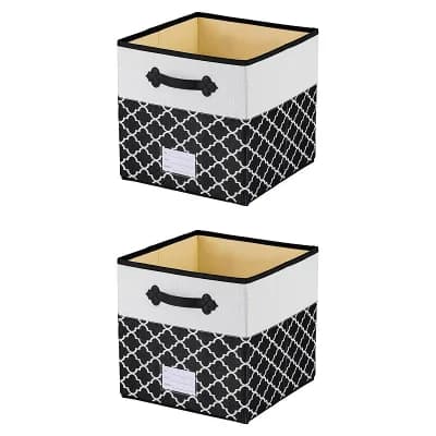 2 pc Storage Cube Fabric Collapsible Storage Basket with Handle for Organizing Clothes Books