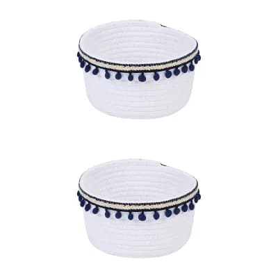 2 Packs Woven Storage Basket, Shelf Closet Storage Bin for Key Tray Bowl 8.1x3.7in