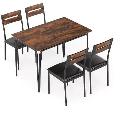 Costway 5 pc Dining Table Set, Kitchen Table & 4 Armless Chairs with Upholstered Seat