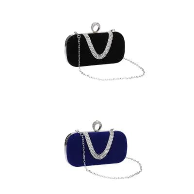 2 Packs U Shaped Evening Bag for Women Rhinestone Clutch Purse with Removable Chain