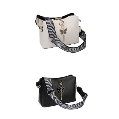 2 Packs Women's Bucket Crossbody Bags Multiple Pockets Shoulder Bag Metal Butterfly Pendant