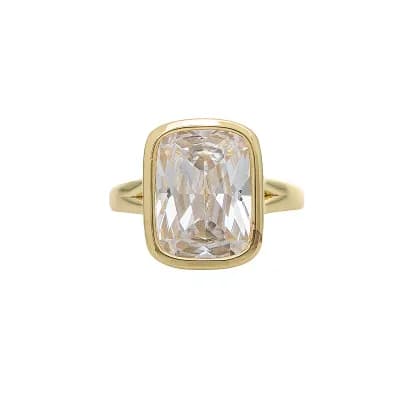 Rivka Friedman 18K Gold Plated Bezel Set CZ Statement Ring