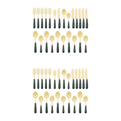 48 pc Silverware Set, Stainless Steel Floral Flatware Set, Modern Cutlery Set for Kitchen Dining