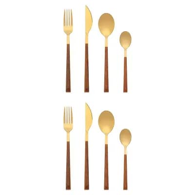 8 pc Silverware Set, Stainless Steel Flatware, Cutlery Set, Serving Utensils Set for Kitchen