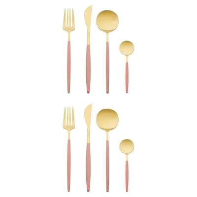 8 pc Silverware Set, Stainless Steel Flatware, Mirror Polished Cutlery Set, Serving Utensils Set