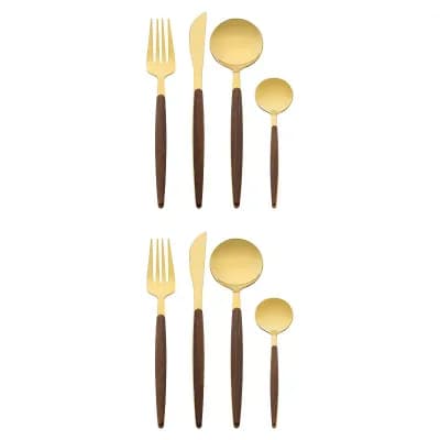 8 pc Flatware Set, Stainless Steel Kitchen Cutlery Set with Spoons and Forks, Serving Utensils Set