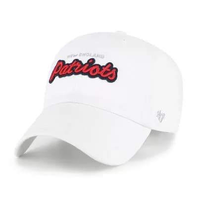 Women's '47 White New England Patriots Trendy Script Clean Up Adjustable Hat
