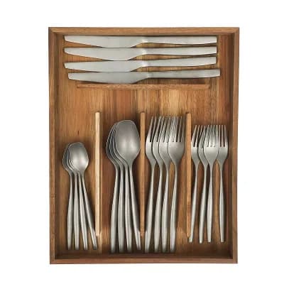Bloomhouse Terra 21 pc Flatware Set with Wooden Caddy