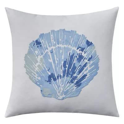 HomeRoots 18" Blue And White Coastal Seashell Throw Pillow