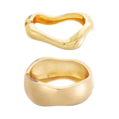 Adornia 2 pc Chunky Cuff Bracelet Set