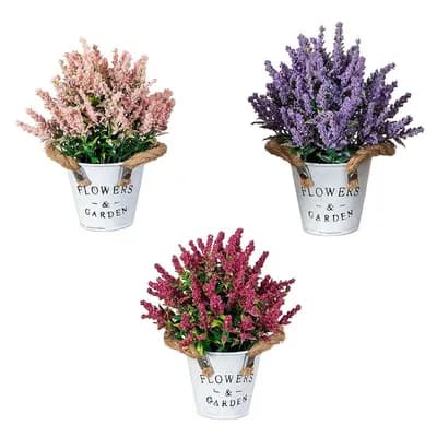 nearly natural Artificial Lavender Plant in Rustic Planter Set of 3