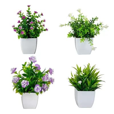 nearly natural Artificial Mini Flowering Potted Plants 4-Pack