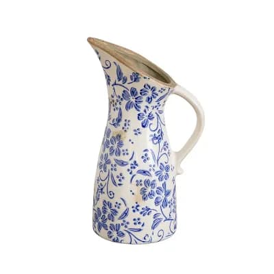 nearly natural Floral Tuscan Ceramic Pitcher Vase