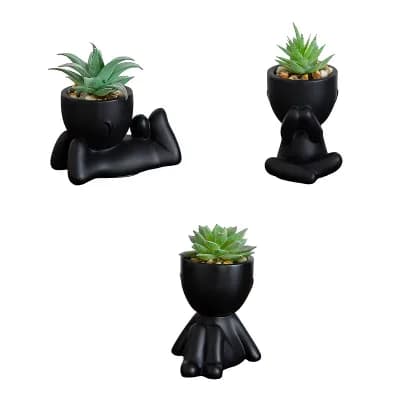 nearly natural 5-inch Artificial Succulent Plants in Decorative Planters - Set of 3
