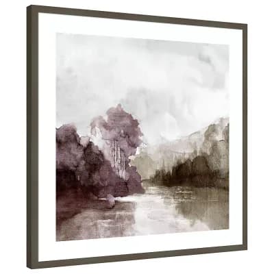 Misty Riverbank Reflections by PI Studio Wood Framed Wall Art Print