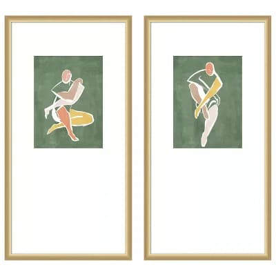 Amanti Art Seated Figure on Green 2 pc by Hannah Dawson Framed Wall Art Prints