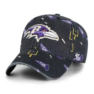 Youth '47 Black Baltimore Ravens Stomping Ground Clean Up Adjustable Hat