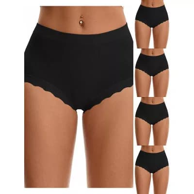 5 Packs Women's High Waisted Underpantys Breathable Tummy Control Briefs