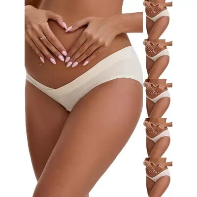 6 Packs Women's Cotton Low Waist Under the Bump Maternity Briefs Pregnancy Classic Underwear