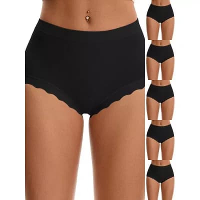 6 Packs Women's High Waisted Underpantys Breathable Tummy Control Briefs