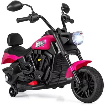 Costway Kids 6V Electric Motorcycle w/Headlight Music Training Wheels Foot Pedal