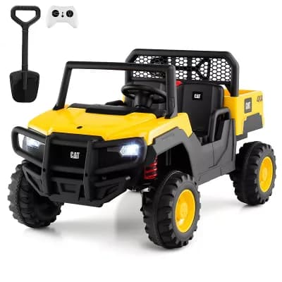 Costway 24V Ride On Dump Truck with Remote Control, Dump Bed, Shovel, Music, Soft Start