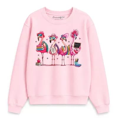 Flamingo Back to School Sweatshirt, Cute Sweater With Tropical Birds