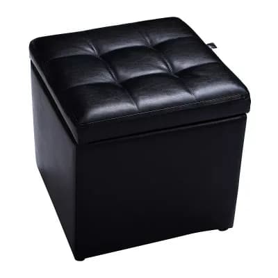 Costway 16'' Cube Ottoman Pouffe Storage Box Lounge Seat Footstools with Hinge Top