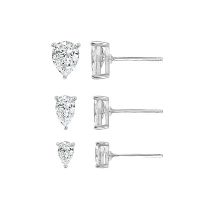 DIAMONBLISS Pear Cuts Solitaire Stud Earrings Set
