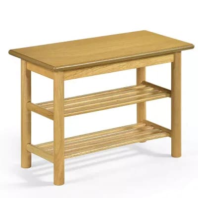Costway Shoe Rack Bench,3 tier Rubberwood Freestanding Shoe Changing Bench with Slat Shelve
