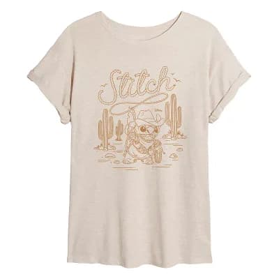 Juniors' Disney’s Lilo & Stitch Western Stitch Oversized Tee