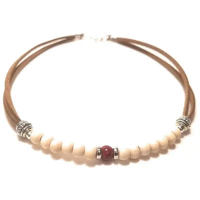 Wood Bead Leather Anklet