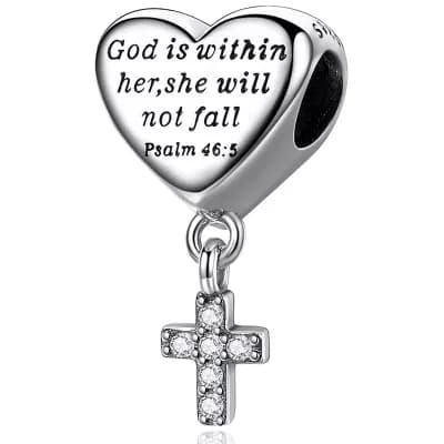 Bible Verse Cross Charm