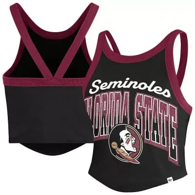 Women's '47 Black Florida State Seminoles Shimmer Shadow Sporty Tank Top