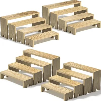 Wooden Tiered Riser Display Stands Set