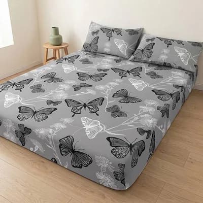 Fitted Sheet, Patern Microfiber Bed Sheets, Breathable 78.0x79.9 inch