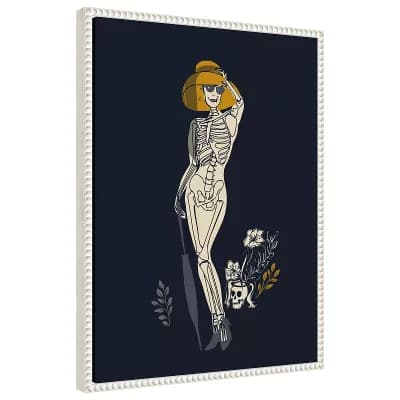 Chic Skeleton Halloween by Annick Framed Canvas Wall Art Print