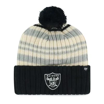 Youth '47 Black Las Vegas Raiders Snow Fort Cuffed Knit Hat with Pom