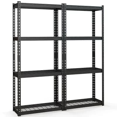 Costway 2 pc 4 tier Metal Shelving Unit Heavy Duty Wire Storage Rack with Anti-slip Foot Pads