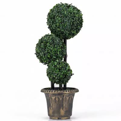 Costway 1 pc 2.5 FT Artificial Boxwood Topiary Tree, Sun-Protective Triple Ball Shrubs,Indoor