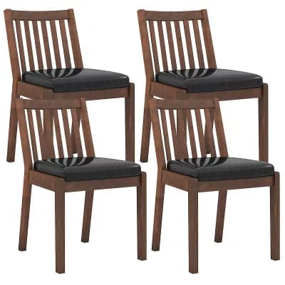 Costway Dining Chair Set PU Leather Upholstered Kitchen Armless Chairs
