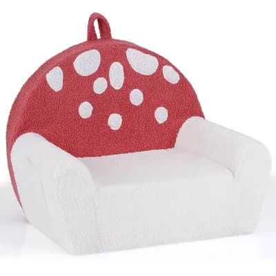 Costway Kids Couch, Toddler Foam Sofa with Soft & Machine-Washable Teddy Fleece Cover
