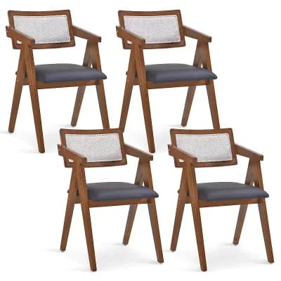 Costway Modern Accent Chairs Set with Leathaire Seat Cushions & Backrests