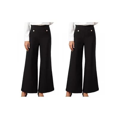 2 Packs Wide Leg Dress Pants for Women High Waisted Work Business Casual Trousers